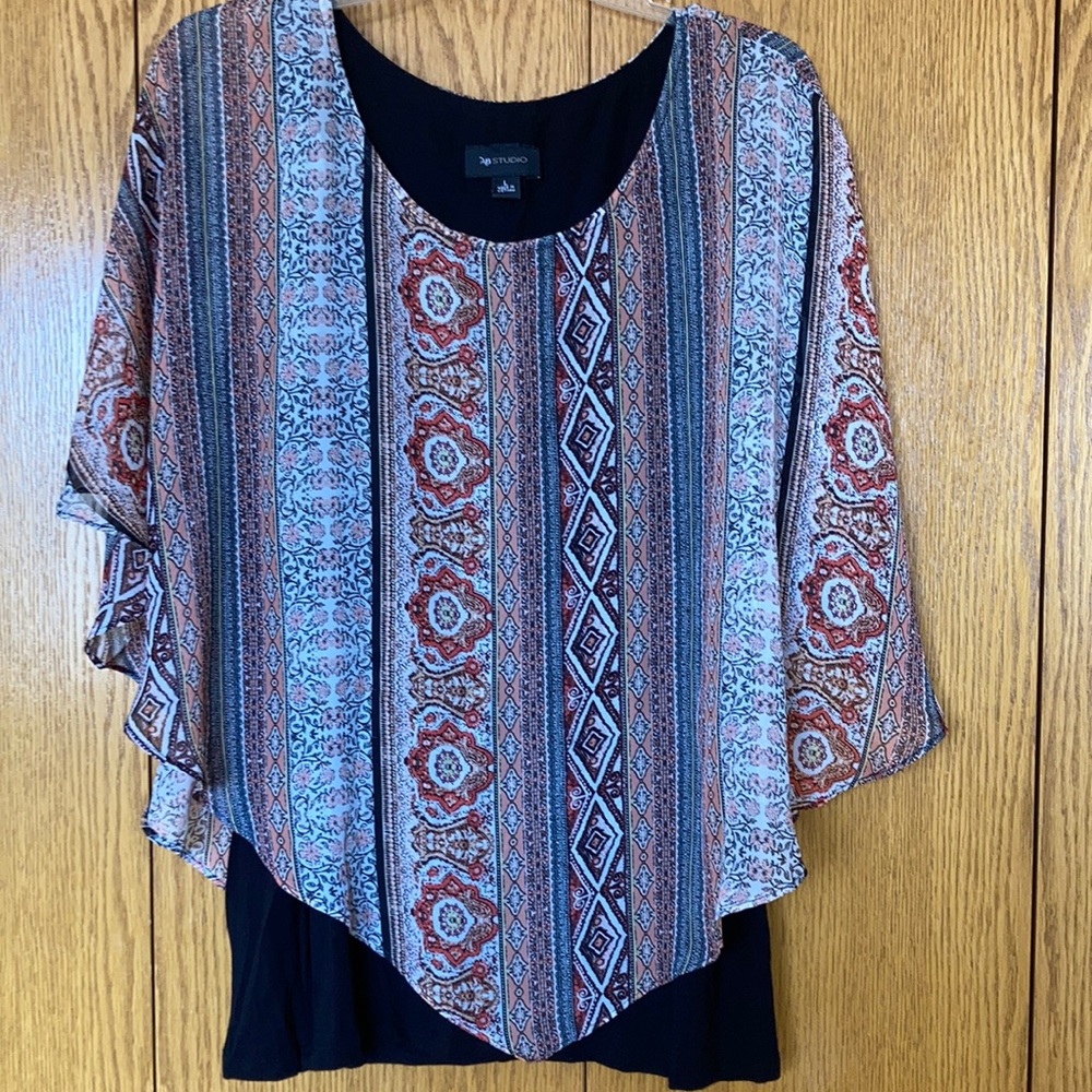 Layered Poncho top L AB Studio